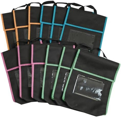 Really Good Stuff Medium Book Pouch, 12-Pack, Black with Neon Trim