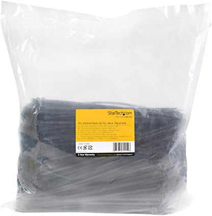 StarTech 10"(25cm) Cable Ties, 94V-2/UL Listed, Black, TAA (CBMZT10BK)