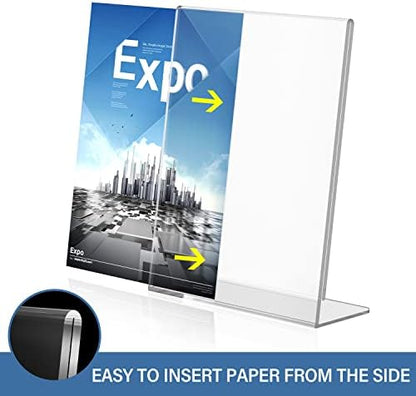Relx Acrylic Sign Holder 8.5 x 11, Acrylic Display Stand for Display, Slant Back Clear Frames Plastic Sign Holder for Store, Restaurant (6 Pack)