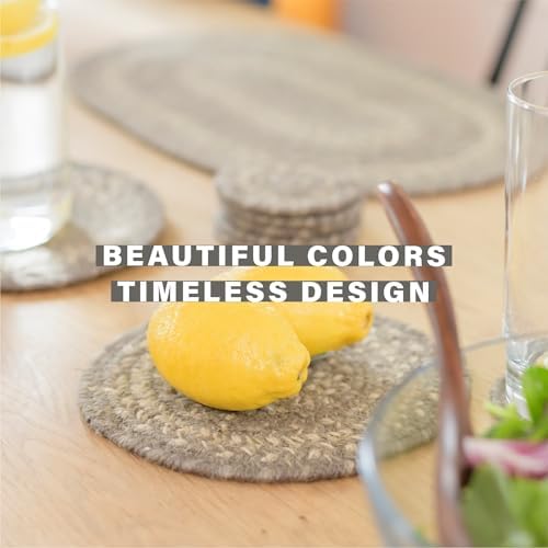 Homespice Grey Cloud Jute Braided Placemats, Oval 13x19 Set of 6
