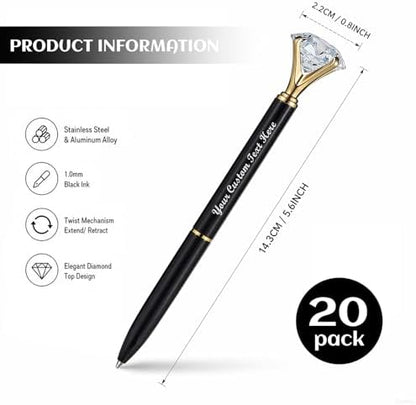 Custom Diamond Pens 20 Packs for Bridal Shower and Bridesmaid Gifts