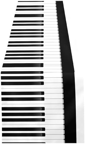 ALAZA Double-Sided Music Black and White Piano Keys Table Runner 14x108 Inches Long,Table Cloth Runner for Wedding Birthday Party Kitchen Dining Home Everyday Decor