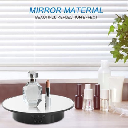 Motorized Display Stand - 7.87" Rotating Platform with Mirror Cover, USB Charging Port, 22 lbs Load Capacity, Ideal for Jewelry, 3D Model, Cake Photography