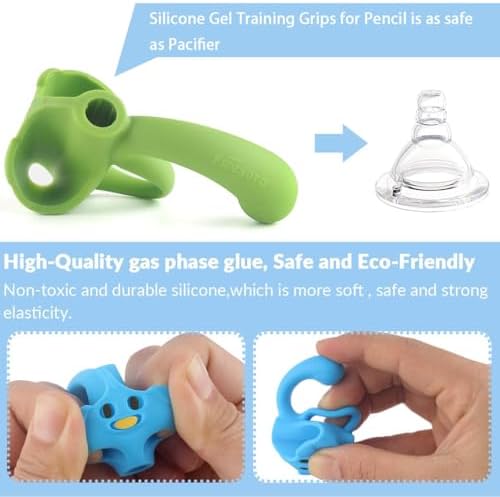 Training Grips For Pencil, Firesara Training Grips for Kids Handwriting Ergonomic 5 Fingers Fixed Sets for Trainer Handwriting Posture Correction, Assorted Pencil Grips for Righties and Lefties (3Pcs)