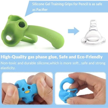 Training Grips For Pencil, Firesara Training Grips for Kids Handwriting Ergonomic 5 Fingers Fixed Sets for Trainer Handwriting Posture Correction, Assorted Pencil Grips for Righties and Lefties (3Pcs)