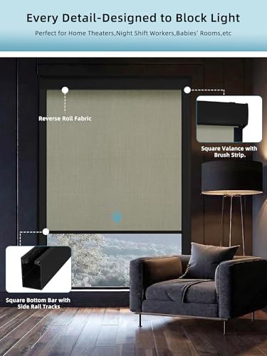 SmartWings Motorized Smart Roller Shades, 100% Blackout Vigor Cream