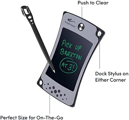 Boogie Board Jot Pocket Writing Tablet - Includes Small 4.5 inch LCD Writing Tablet, Instant Erase, Stylus Pen and Built-in Kickstand, Gray