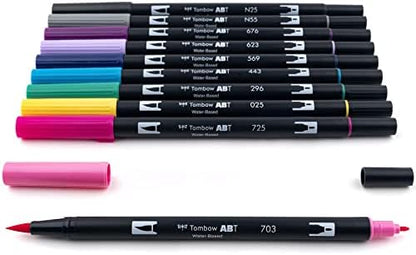 Tombow 56188 Dual Brush Pen Art Markers, Galaxy, 10-Pack. Blendable, Brush and Fine Tip Markers