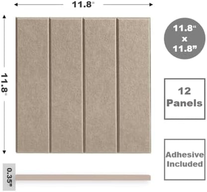Felt Bulletin Board Tiles | Modern Cork Board Alternative | Large Cork Boards for Walls | Aesthetic Felt Wall Panels for Office & Home Decor | Pinboard & Photo Board (12-Pack) | Camel