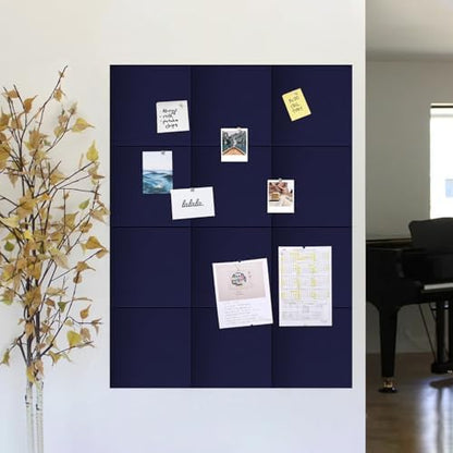 48" x 36" Cork Board Alternative, 12 Pack Felt Bulletin Board Tiles with 30 Adhesive Tabs Wall Push Pin Board for Office Classroom Bedroom Decor