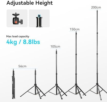 SMALLRIG RA-S200 Photography Light Stand, 6.6ft Aluminum Lighting Tripod