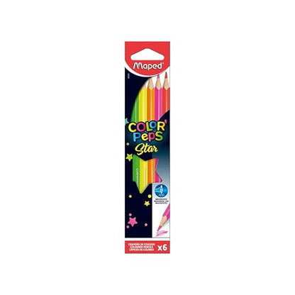 Maped Color'Peps Triangular Fluorescent Colored Pencils x6 (832003)