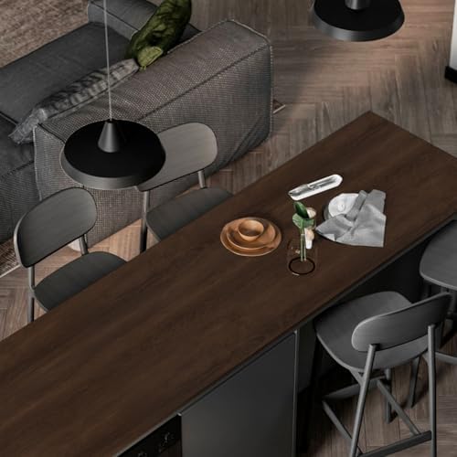 Abyssaly Wood Contact Paper - Brown Walnut Wood Grain Peel and Stick Wallpaper for Countertops - Self Adhesive Removable Wood Viny Film Easy to Clean for Cabinets Desks and Drawers15.7 x 118"