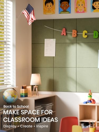 Bumusty 48"x 36" Large Felt Bulletin Board Tiles, Olive Green