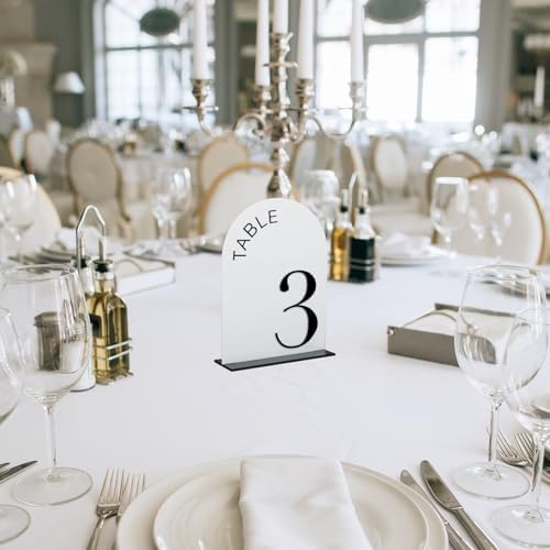 White Arch Wedding Table Numbers 1-20 with Stands
