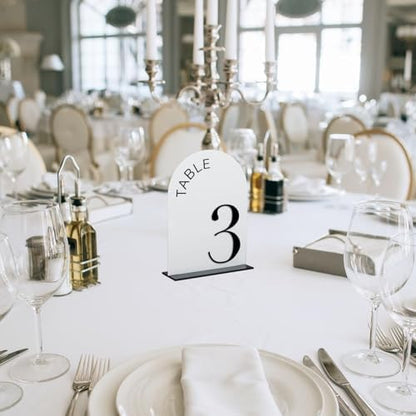 White Arch Wedding Table Numbers 1-20 with Stands