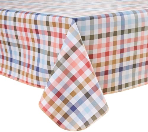 LIBERECOO Heavy Duty Vinyl Tablecloth with Flannel Backing Waterproof Oil-Proof Plastic Table Cloth Stain-Resistant Wipeable Rectangle or Square Table Cover for Indoor and Outdoor 54 x 54 Inch