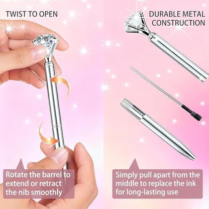 HISHER 20 Pack Custom Crystal Ballpoint Pens Smooth ABS Plastic Twist Pen