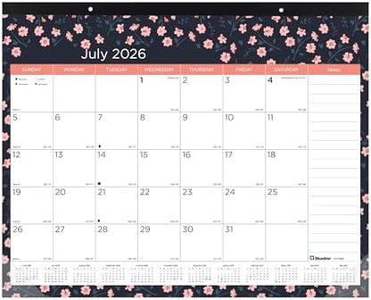 Blueline® Colorful Academic Monthly Desk Pad Calendar, 18 Months, July 2026 to December 2027, 22" x 17", Blossom Design (CA1716BD)