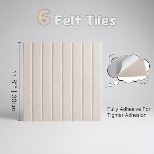 Large Felt Bulletin Board with Self-Adhesive | 6 Pack 36"x24" Cork Board Alternative | Notice Boards with 35 Pushpins, Secure and Easy to Install, Home Office Decor Classroom Decor - Oatmeal