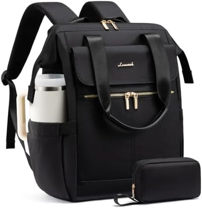 LOVEVOOK 18 Inch Laptop Backpack for Women, Large Capacity Travel Backpack with Organizer Bag, Waterproof Carry on Backpack Purse Work Bag with USB Port for College Teacher Nurse, 2PCS,Black