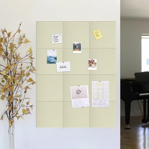 48" x 36" Cork Board Alternative, 12 Pack Felt Bulletin Board Tiles with 30 Adhesive Tabs Wall Push Pin Board for Office Classroom Bedroom Decor