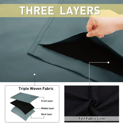 NICETOWN Sound Barrier 100% Blackout Divider Curtains 84", Noise, Heat and Cold Blocking Drapes with Felt Fabric Lining for Nursery/Daytime Sleep/Bedroom (Greyish Blue, 2 PCs, 52" Wide)