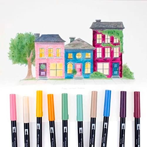 Tombow 56216 Dual Brush Pen Art Markers, Cottage, 10-Pack. Blendable, Brush and Fine Tip Markers