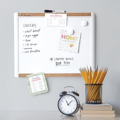 U Brands Magnetic Dry Erase Board White Board, 16" x 20", White Pin-It Frame, Includes Marker and Magnet