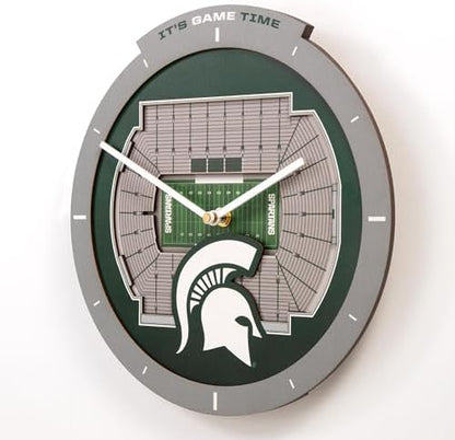 YouTheFan NCAA Michigan State Spartans StadiumView 3D Wall Clock