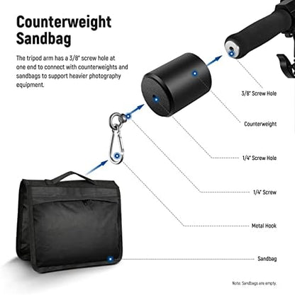 NEEWER Air Cushioned Aluminum Light Stand, 9.8ft/3m Adjustable Photography Stand with Boom Arm, Counterweight, Sandbag, 1/4" Screw for Softbox, Studio Flash, Umbrella, Ring Light, Max Load 5kg