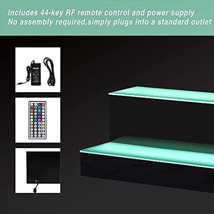 MESAlLUP Acrylic 16 Inch 2 Tier LED Liquor Bottle Display Shelf, Lighted Bar Shelves with APP or Remote Control, Mulit Color Lighting for Home Mini Bars Decor, Restaurants & Party Use