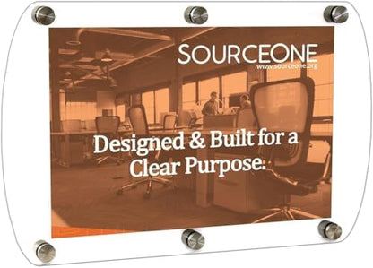 Source One Deluxe Clear Acrylic Standoff Sign Holders 1 Sign, 2 Sign & 3 Signs Available (Custom, 1 Pack)