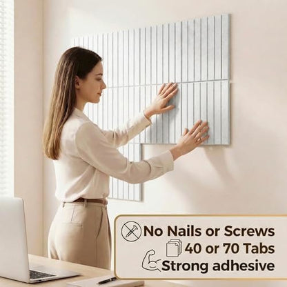 AHEONLAR Felt Bulletin Board 36"x 24", Cork Boards for Walls, 6 Pack Bulletin Board Large Cork Board for Office, Felt Boards with 40 Safe Removable Adhesive Tabs Wall Decor for Home(White)