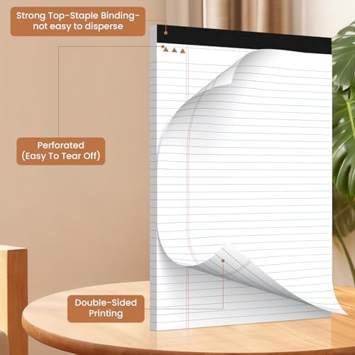 10pcs Legal Pads 8.5 x 11, Perforated White Notepad 8.5x11, 50Sheets/Pad