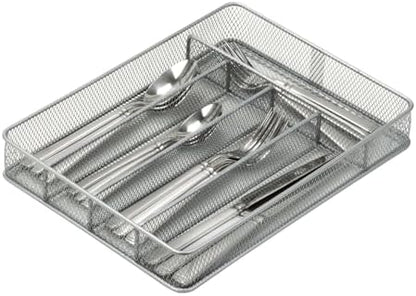 Honey-Can-Do KCH-02154 Steel Mesh 5-Compartment Cutlery Utensil Organizer, Silver