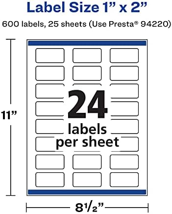 Avery® Printable Durable White Rectangle Labels, Sure Feed® Technology, 1" x 2", Print-to-the-Edge, Waterproof Labels, Laser & Pigment-Based Inkjet Compatible, 600 Total