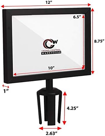 Crowd Control Warehouse Stanchion Post Top Sign Frame, 8.5 X 11 Inch