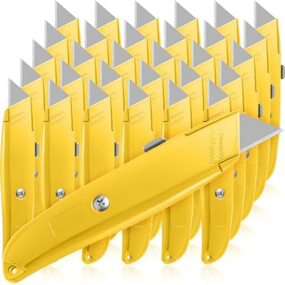 Reginary 30 Pcs Box Cutters Bulk, Utility Knives, Yellow