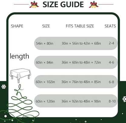 DWCN Checkered Tablecloth, 54 x 80 Inch, Rectangular, Christmas Green