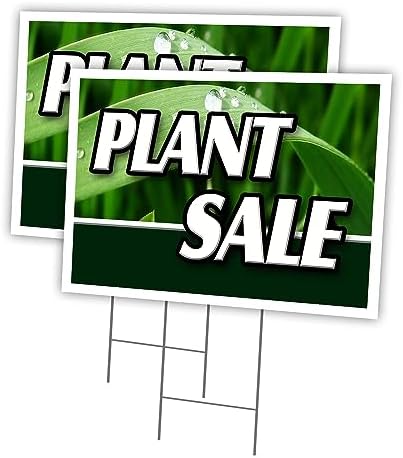 PLANT SALE 2 Pack Of 12" x 16" Yard Sign & Stake | Advertise Your Business | Stake Included Image On Both Sides | Made in The USA