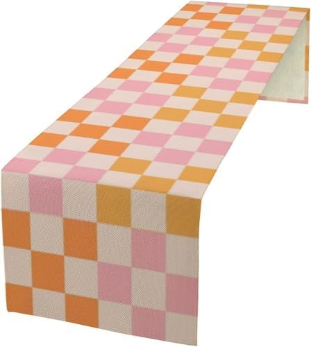Retro 70s Floral Table Runner Spring Groovy Flower Dinner Runner for Home Kitchen Dining Table Decoration 13x60 Inch