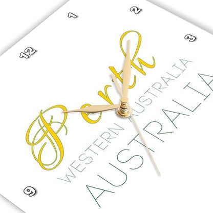 3dRose Wall Clock Silent - 10 inch - Perth Western Australia National Colors Patriot Home Town Design - Alexis Design - Australian Cities