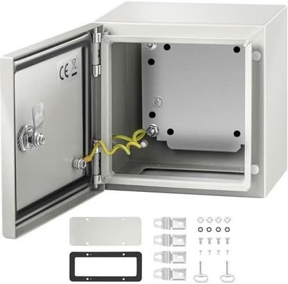 VEVOR NEMA Steel Enclosure, 8" x 8" x 6" NEMA 4X Steel Electrical Box, IP66 Waterproof & Dustproof, Outdoor/Indoor Electrical Junction Box, with Mounting Plate