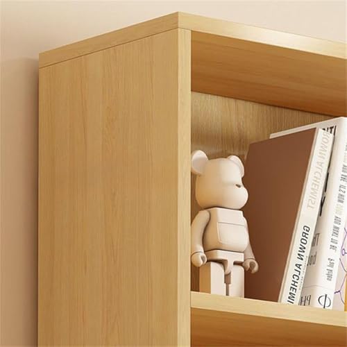 Closed Back Cabinet Wood Standard 9.5'' Wide Bookcase Bookshelf Storage Rack Multi-layered Storage Shelf Cabinet Display Unit Integrated Against the Wall Natural/White 47.2"L x 9.4"W x 70.9"H