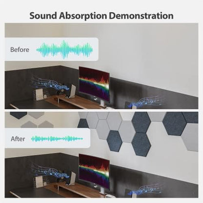 12 Pack Hexagon Acoustic Panels Self Adhesive Sound Proof Foam(Silver Gray)