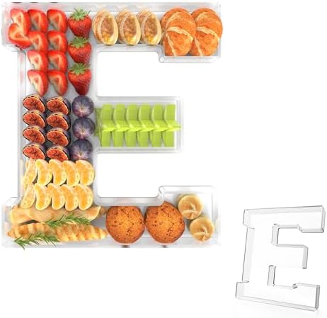 11" Acrylic Letter Charcuterie Tray,Fillable Alphabet & Number Box(Letter E)