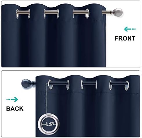 NICETOWN Sound Blocking Black Out Curtains for Patio Door, Heavy-Duty Space Divider Curtains for Living Room, Lined Insert Noise, Blackout, Thermal Insulation Drapes for Closet (Navy, 84-inch Long)