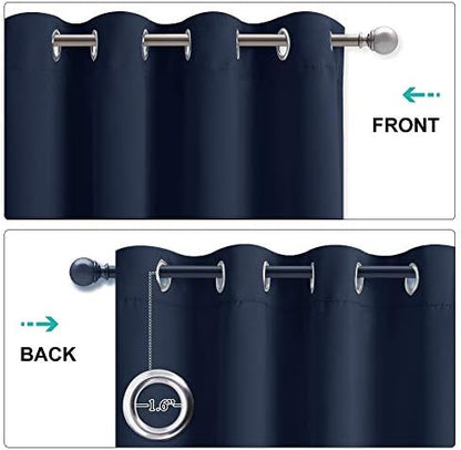 NICETOWN Sound Blocking Blackout Curtains for Patio Door, Heavy-Duty Space Divider for Living Room, Lined Insert Noise Reduction, Thermal Insulation (Navy, W52 x L84)