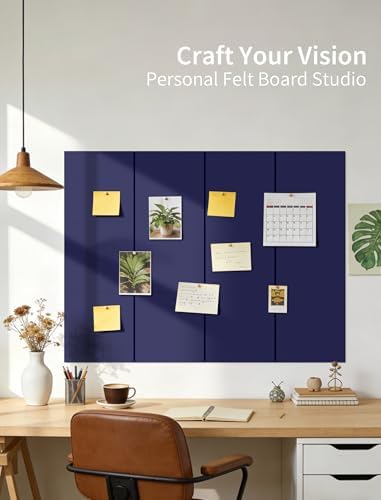 48" x 24" Cork Board Alternative, 8 Pack Felt Bulletin Board Tiles with 30 Adhesive Tabs Wall Push Pin Board for Office Classroom Bedroom Decor